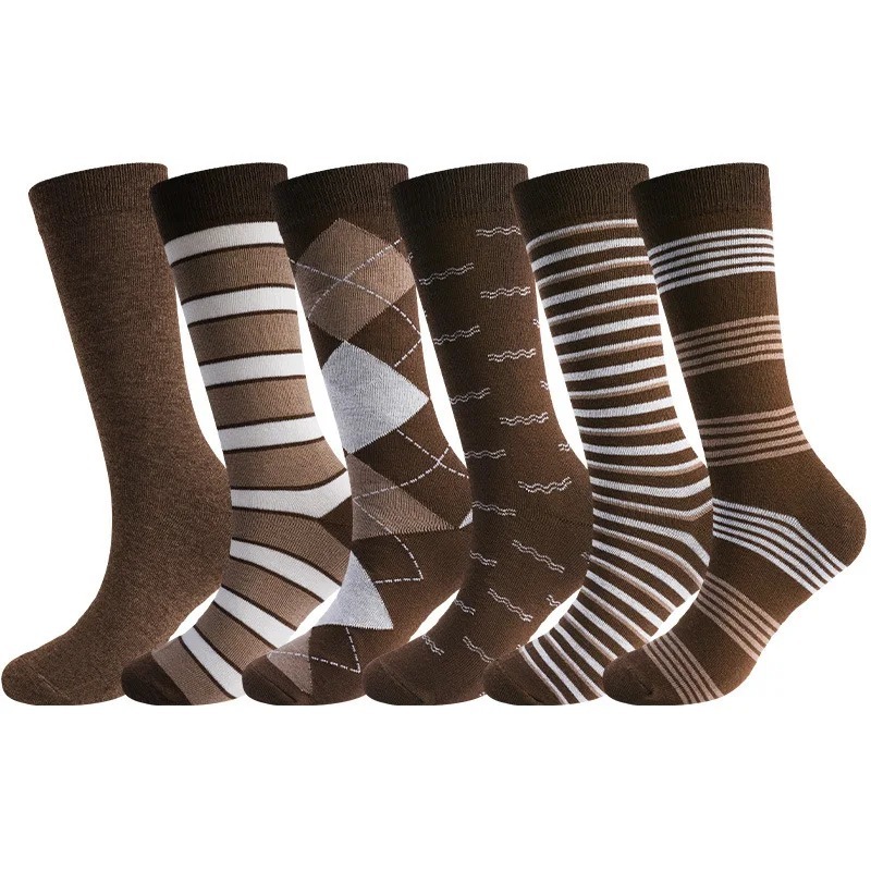 Vintage Fashion Enthusiasts - 6 Pairs Vintage Brown Argyle Striped