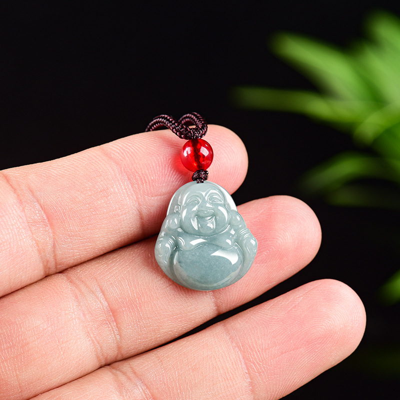 Usa Vintage Fashion - Myanmar Jadeite Guanyin Buddha Pendant Necklace