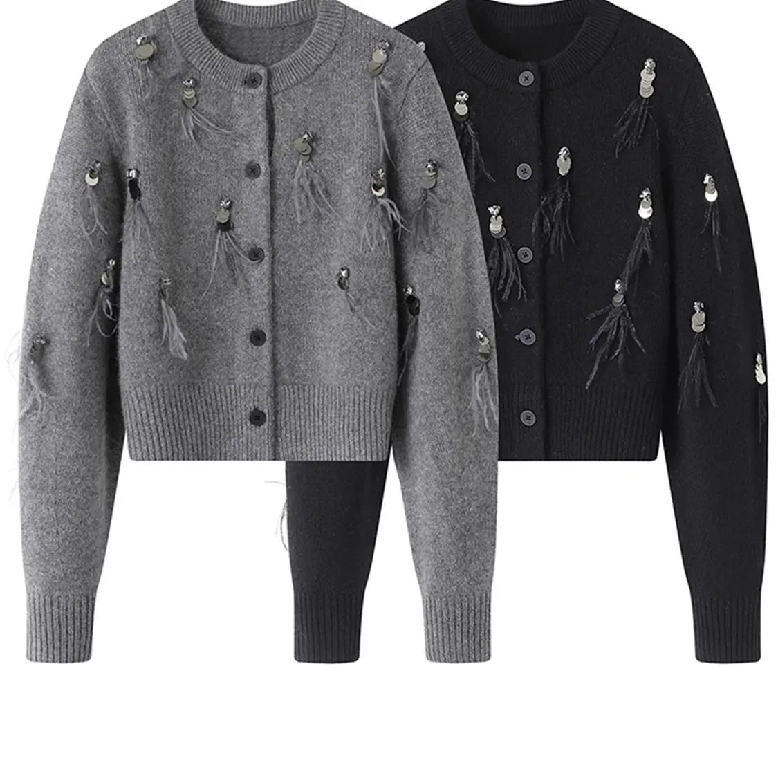 Crop Cardigan Vintage - Autumn Winter Coat High-end Knitted Sweater