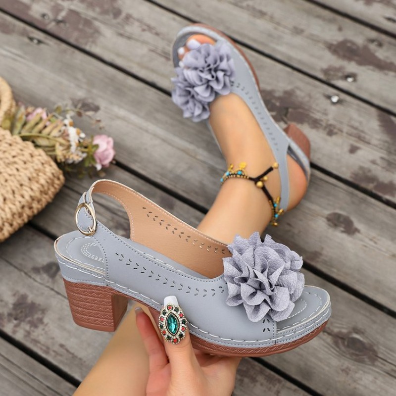 Vintage Flower Decorate Peep T - Vintage Fashion Heels recension och pris