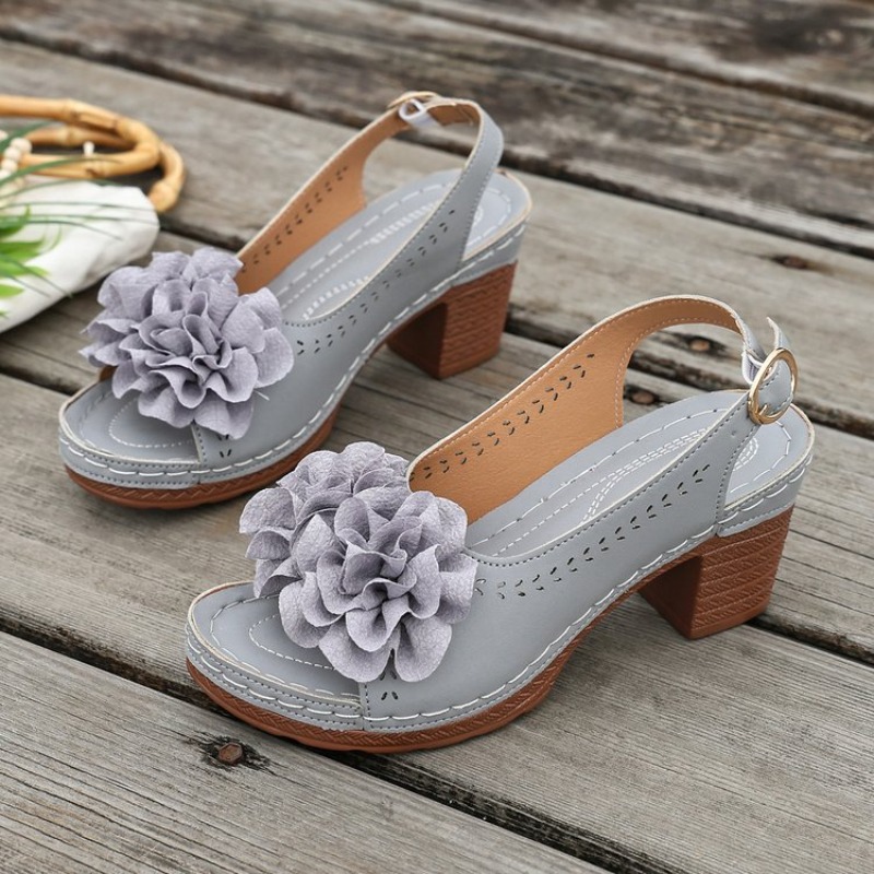 Vintage Flower Decorate Peep T - Vintage Fashion Heels recension och pris