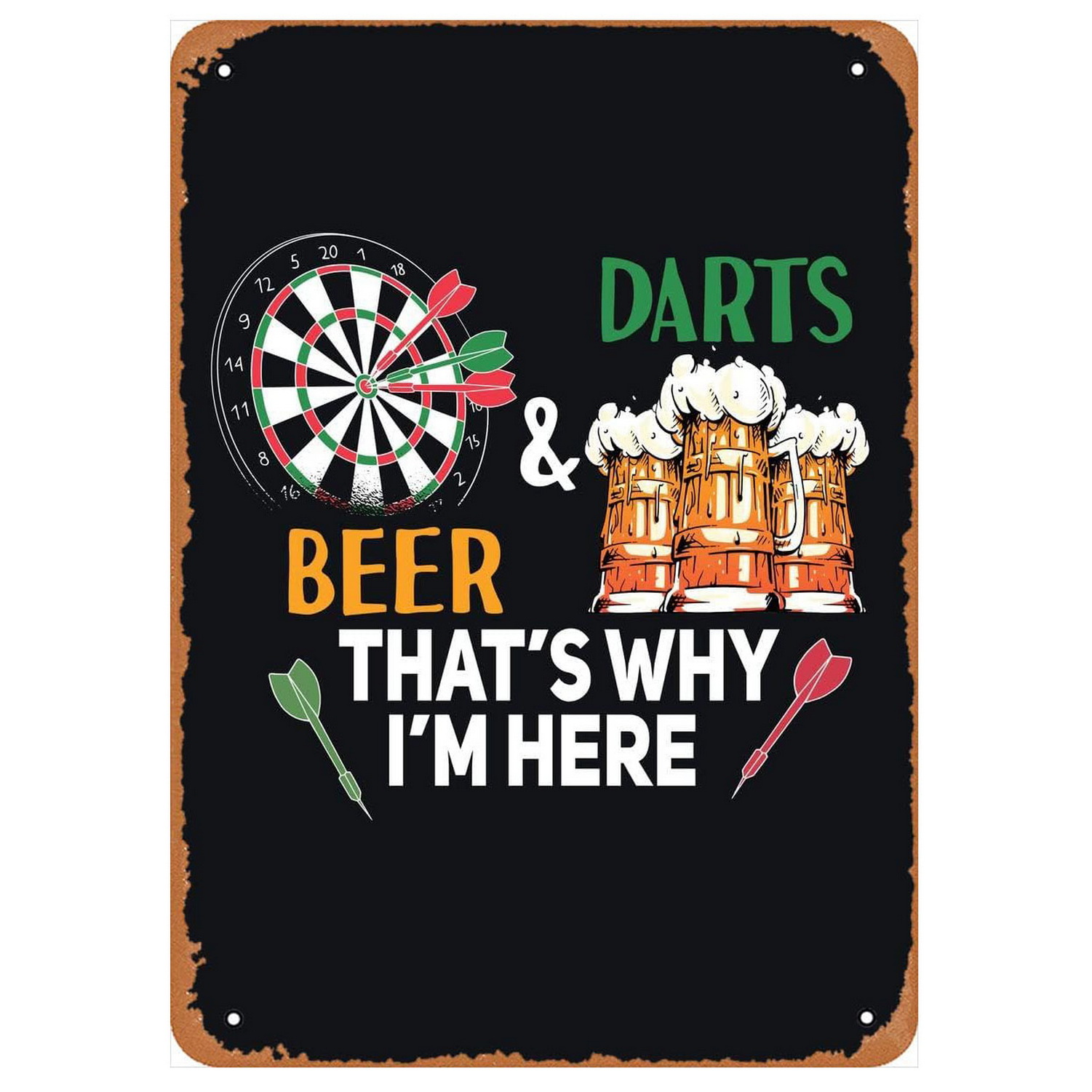 Vintage Darts & Beer Tin Sign, - Vintage Fashion Plates recension och pris