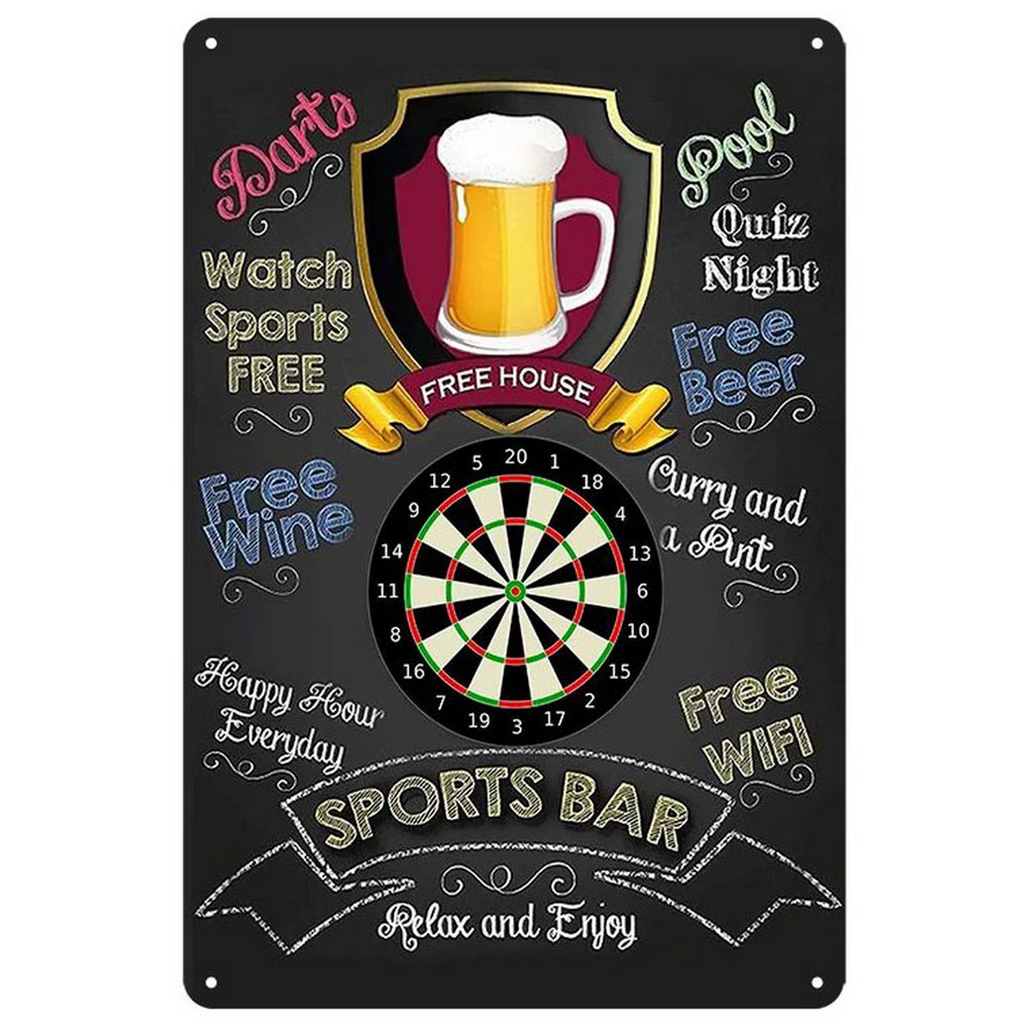 Vintage Darts & Beer Tin Sign, - Vintage Fashion Plates recension och pris