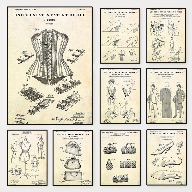 Fashion Clothing Shoe Bag Desi - Vintage Fashion Prints For Wall recension och pris
