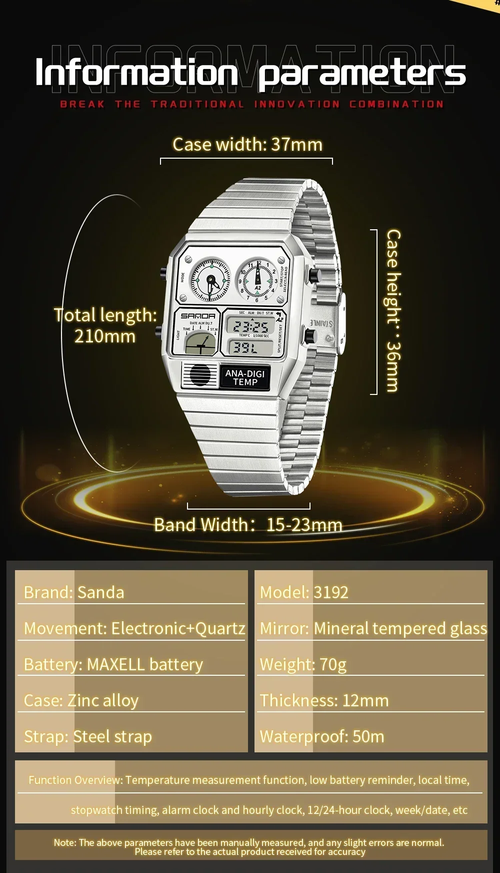 SANDA 3192 Fashion Unisex Watc - Vintage Fashion Complete recension och pris