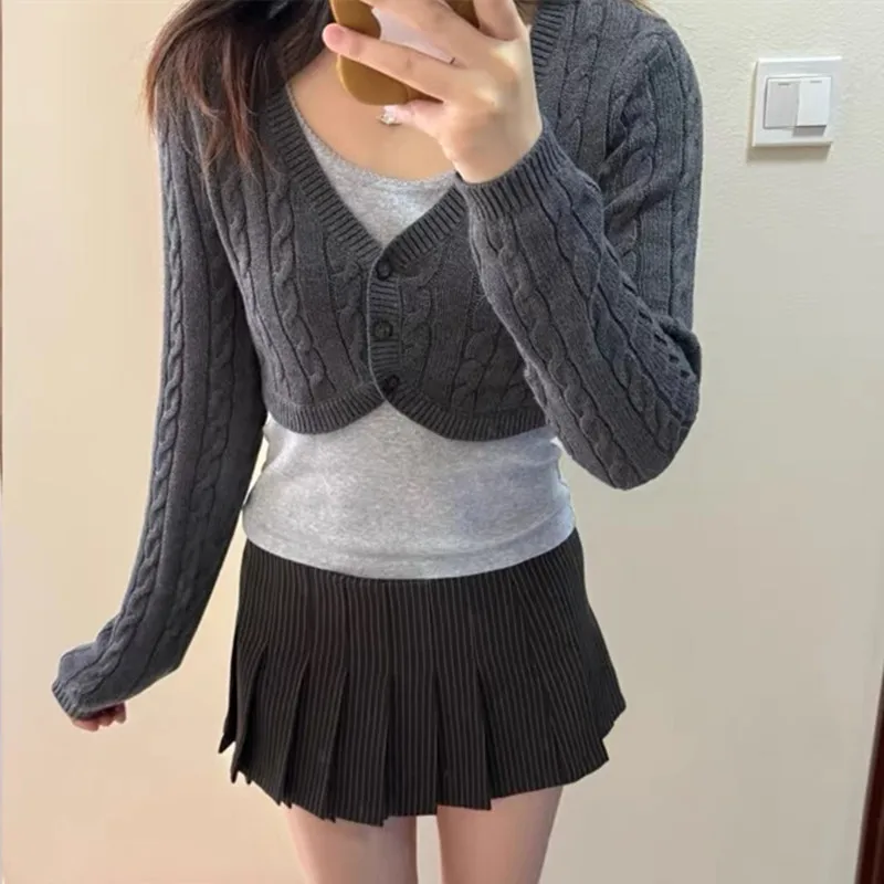 Women Cable Knit Cropped Boler - Crop Cardigan Vintage recension och pris