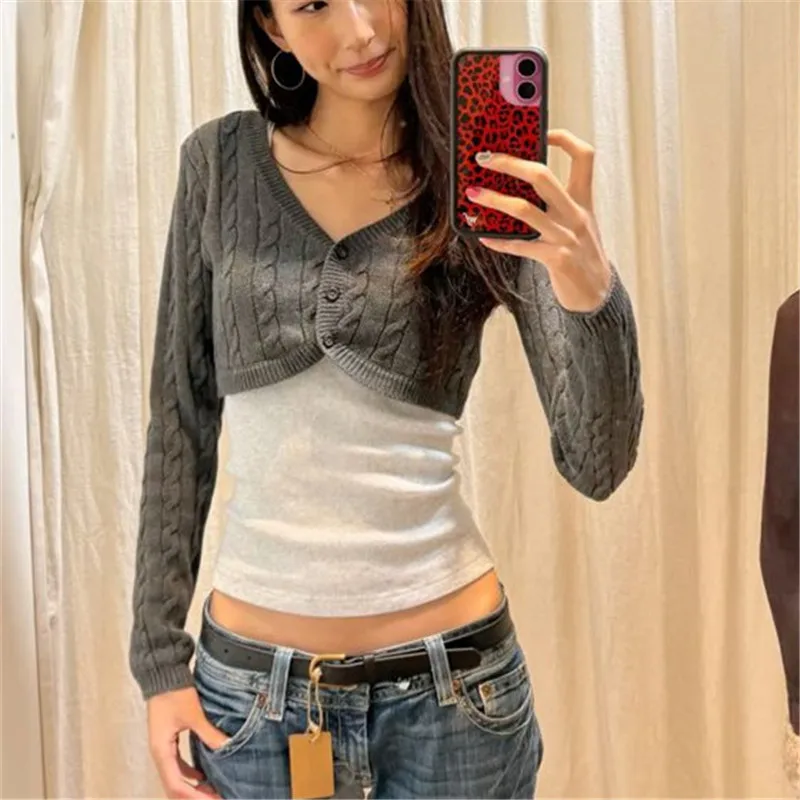 Women Cable Knit Cropped Boler - Crop Cardigan Vintage recension och pris