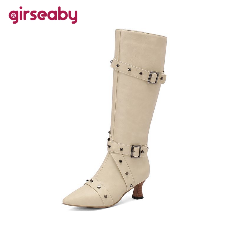Girseaby Ladies Knee Length Bo - Vintage Fashion Heels recension och pris
