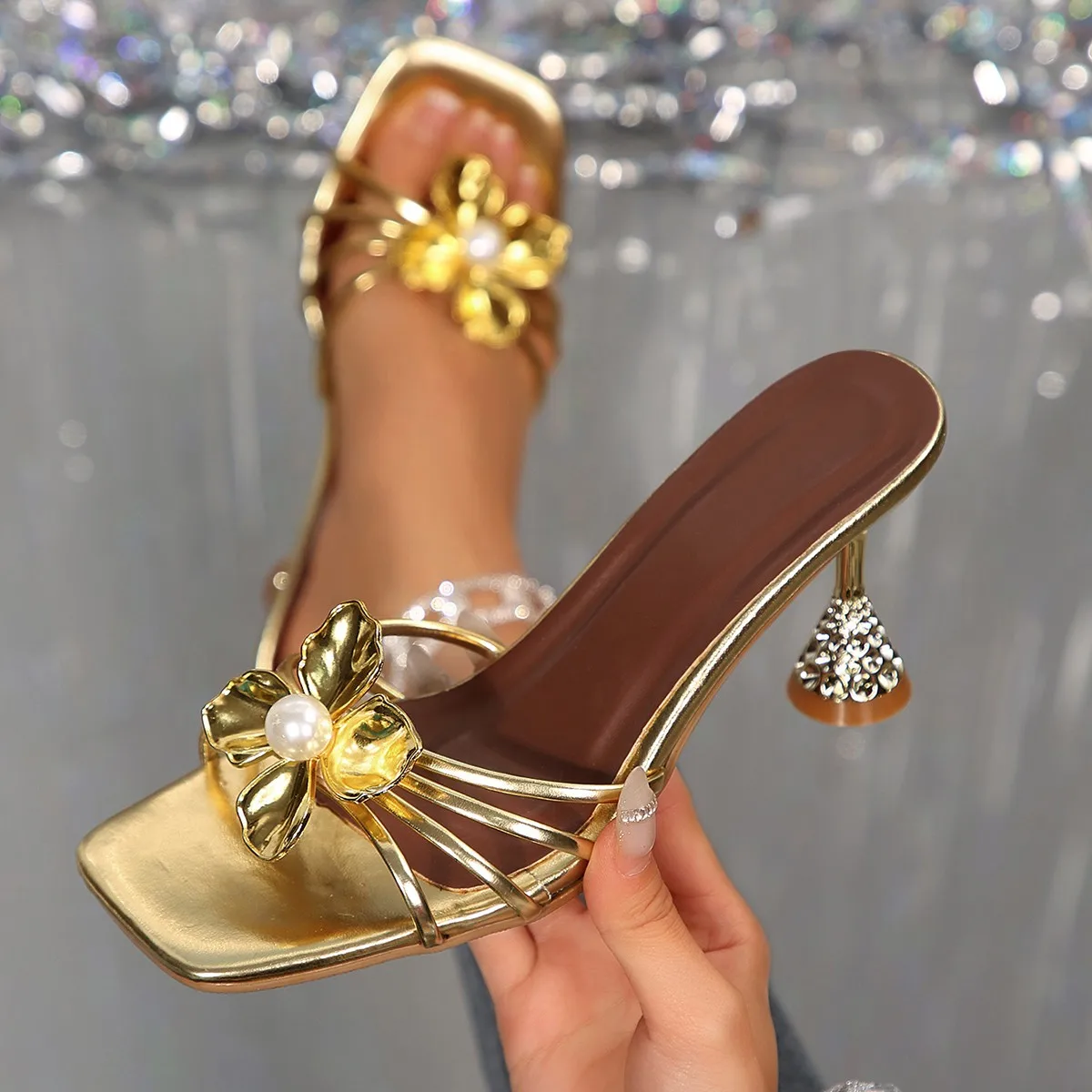 Vintage Metal Flower Crystal C - Vintage Fashion Heels recension och pris