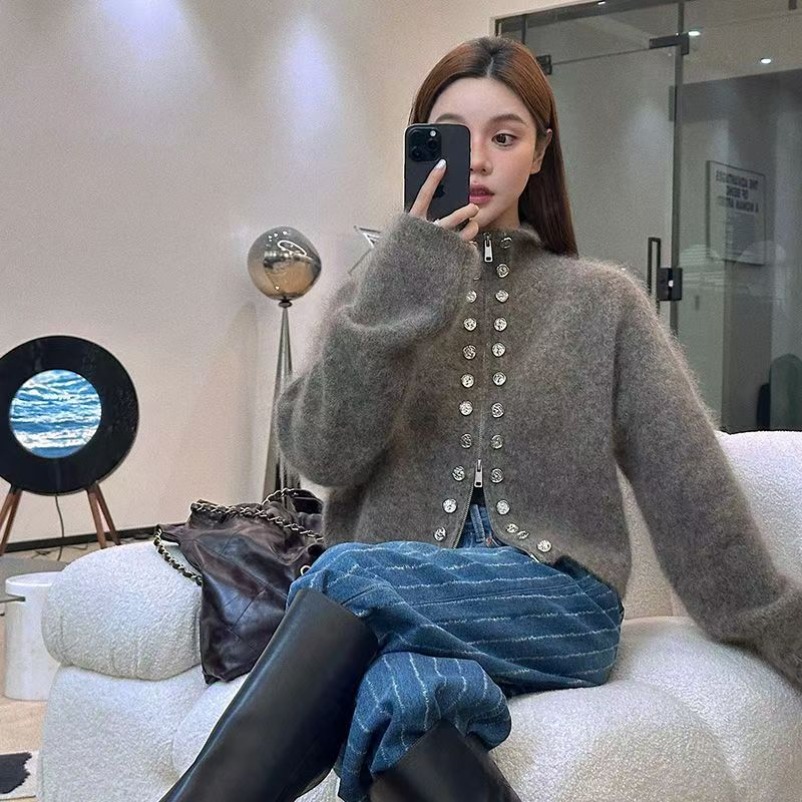 Fall Women Old Money Cuddly Ca - Crop Cardigan Vintage recension och pris