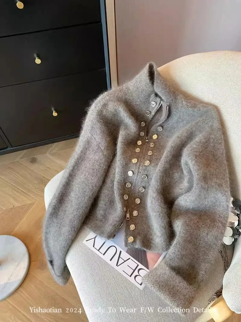 Fall Women Old Money Cuddly Ca - Crop Cardigan Vintage recension och pris