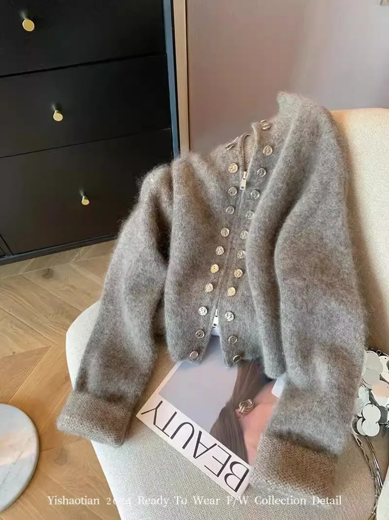 Fall Women Old Money Cuddly Ca - Crop Cardigan Vintage recension och pris