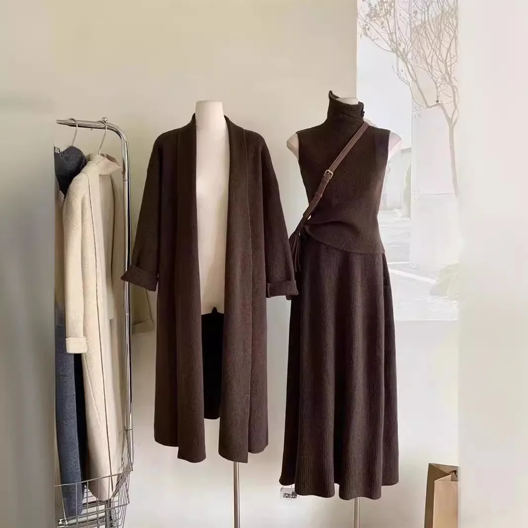Three Piece Sets Women Long Sw - Crop Cardigan Vintage recension och pris