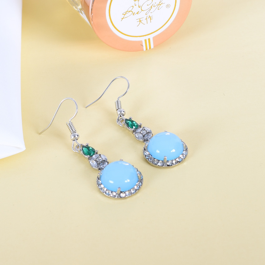 Blue Natural Jade Earrings Vin - Vintage Fashion Accessories recension och pris