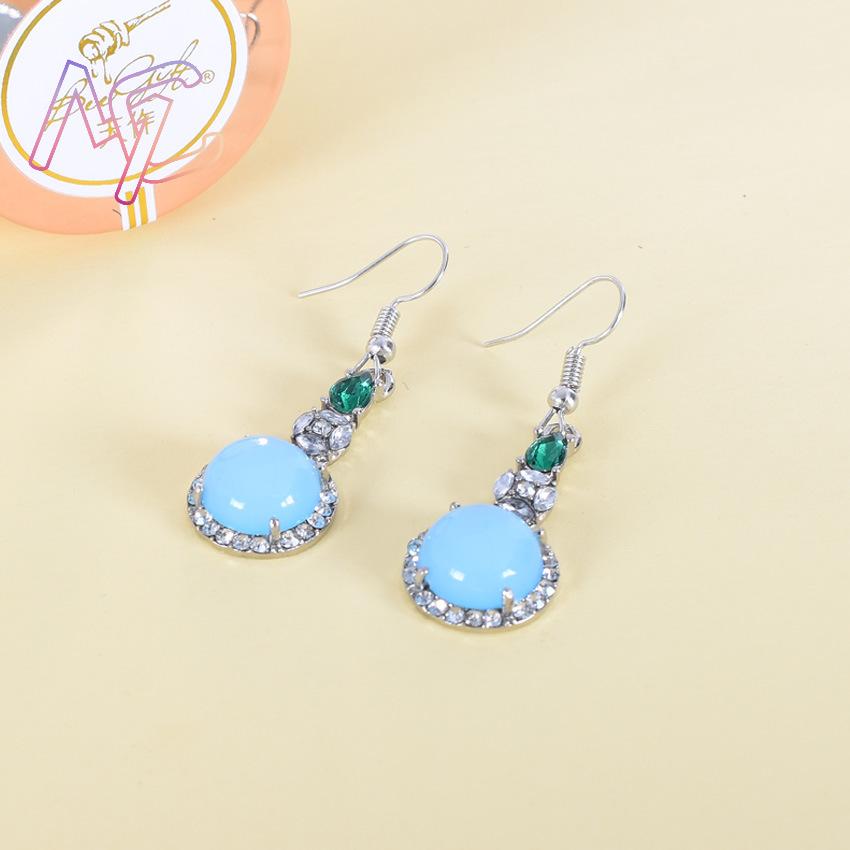 Blue Natural Jade Earrings Vin - Vintage Fashion Accessories recension och pris