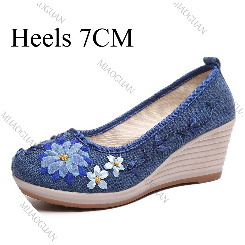 Embroidered Women Comfort Wedg - Vintage Fashion Heels recension och pris