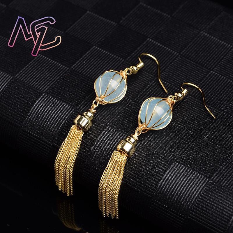 Blue Natural Jade Bead Earring - Usa Vintage Fashion recension och pris