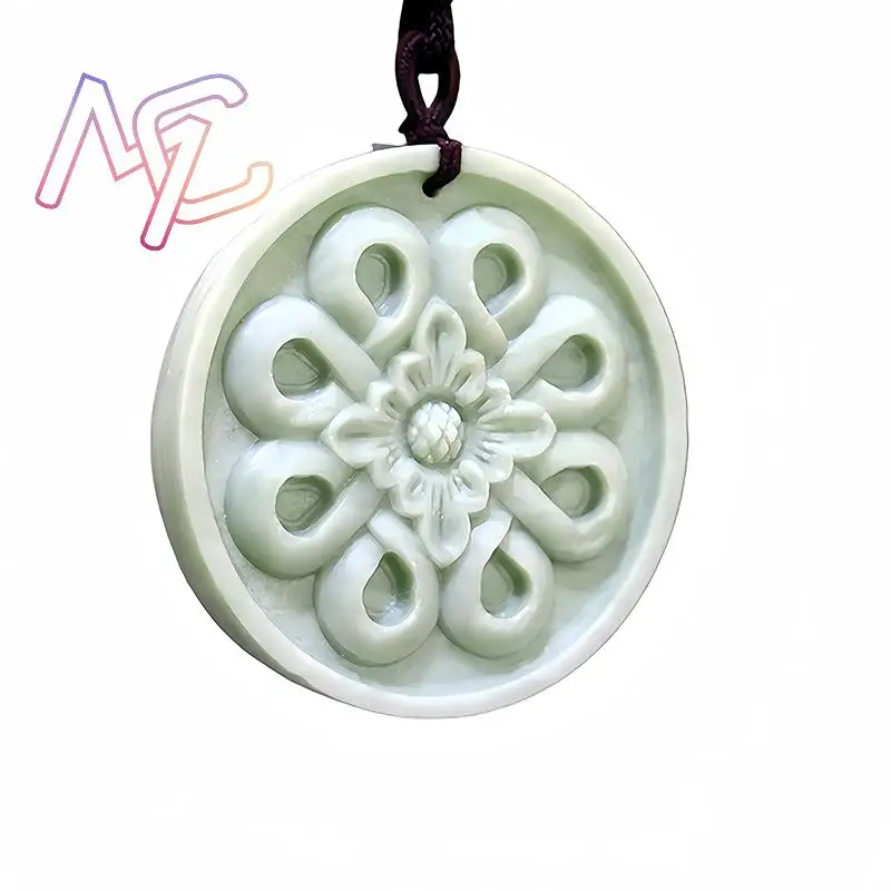 Natural Real Jade Flower Penda - Vintage Fashion Accessories recension och pris